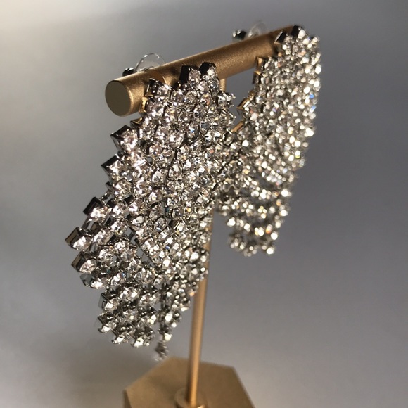 New! Silver Rhinestone Statement Earrings - Picture 6 of 8